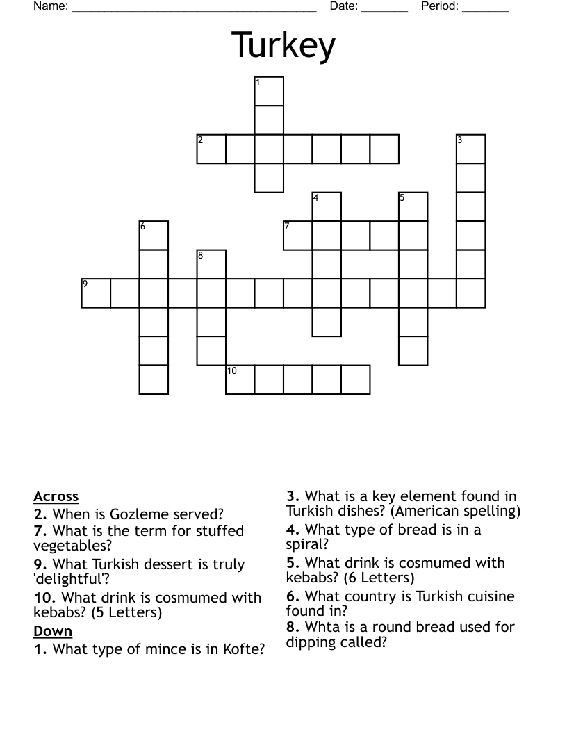 Turkey Crossword