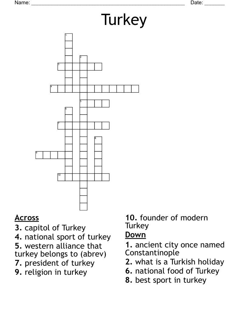 Turkey Crossword