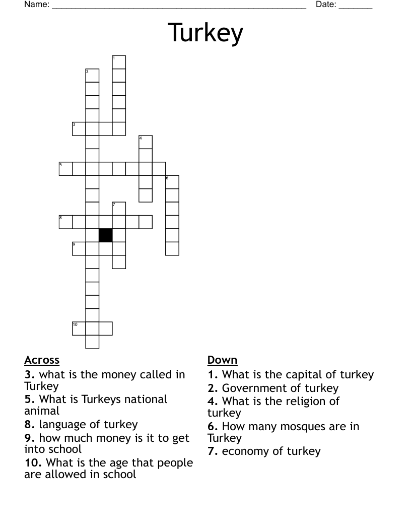 Turkey Crossword