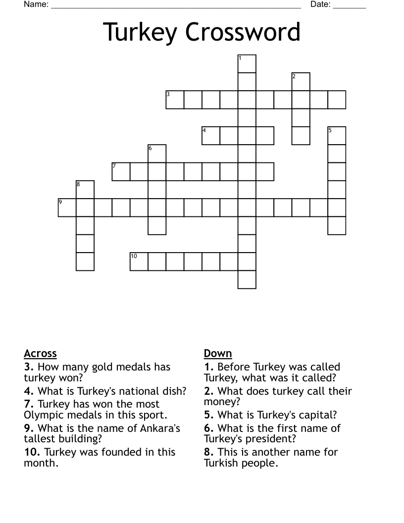 Turkey Crossword