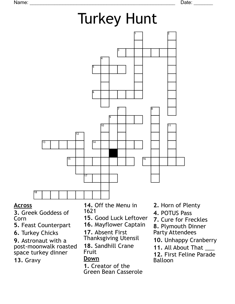 Turkey Hunt Crossword