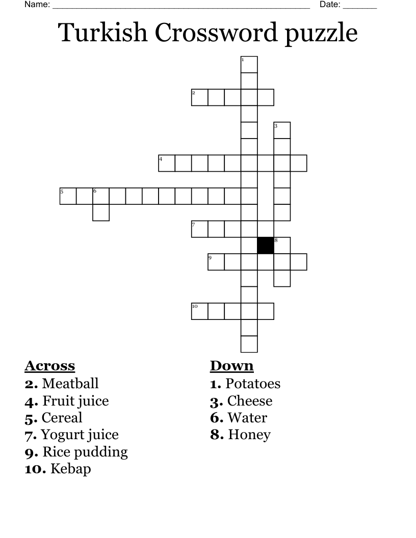 Turkish Crossword puzzle 