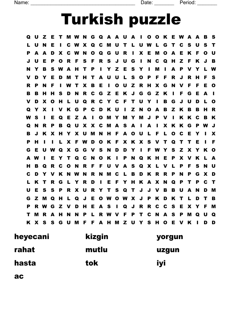 Turkish puzzle Word Search