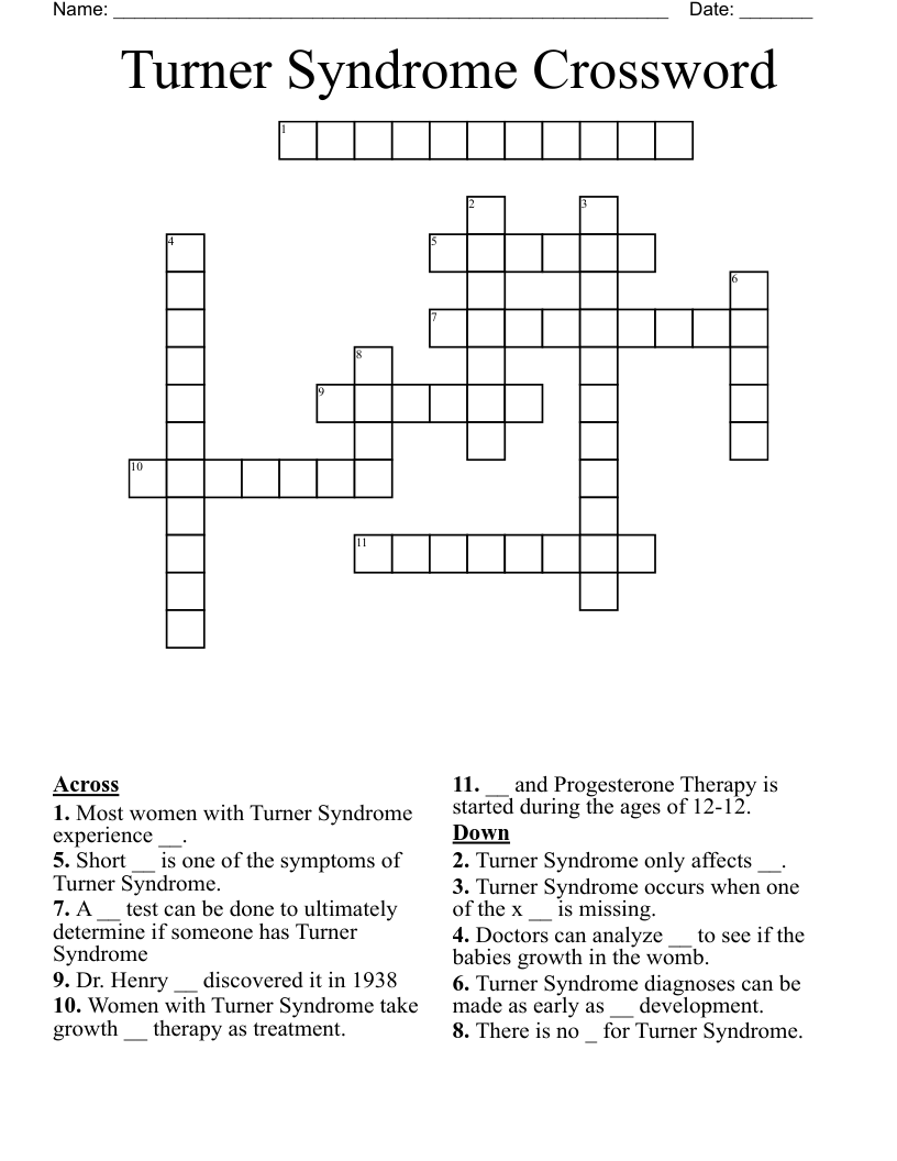 Turner Syndrome Crossword