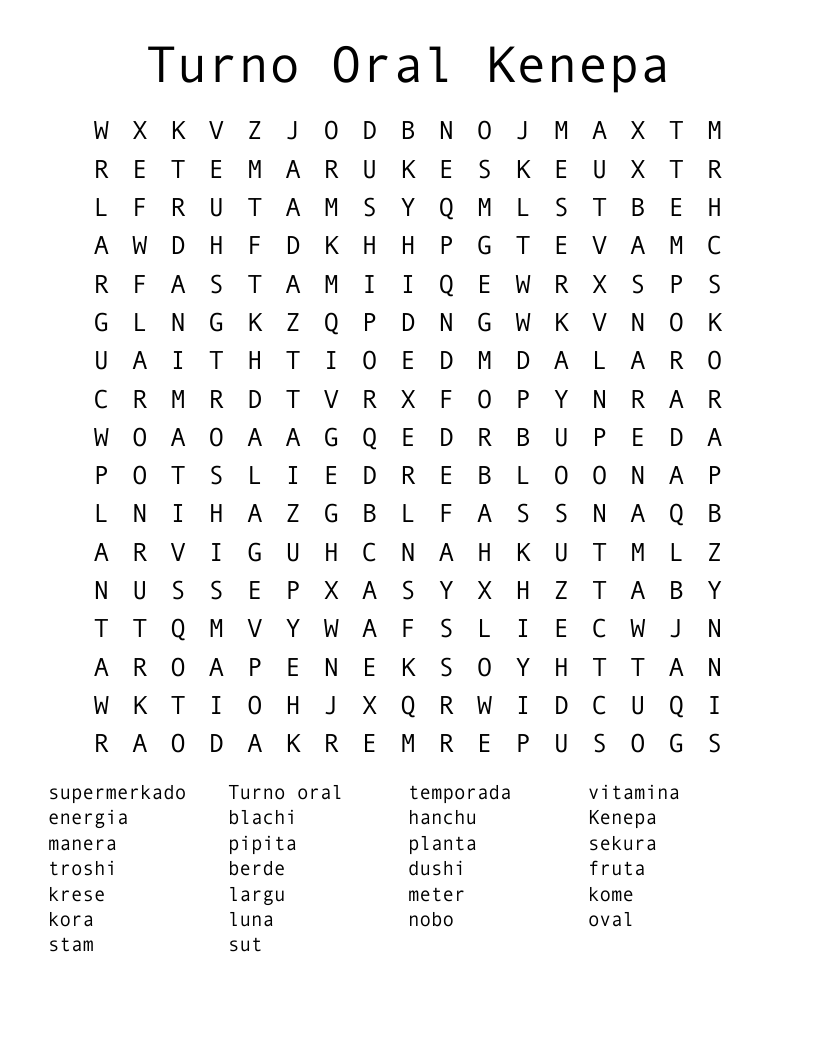 Turno Oral Kenepa Word Search