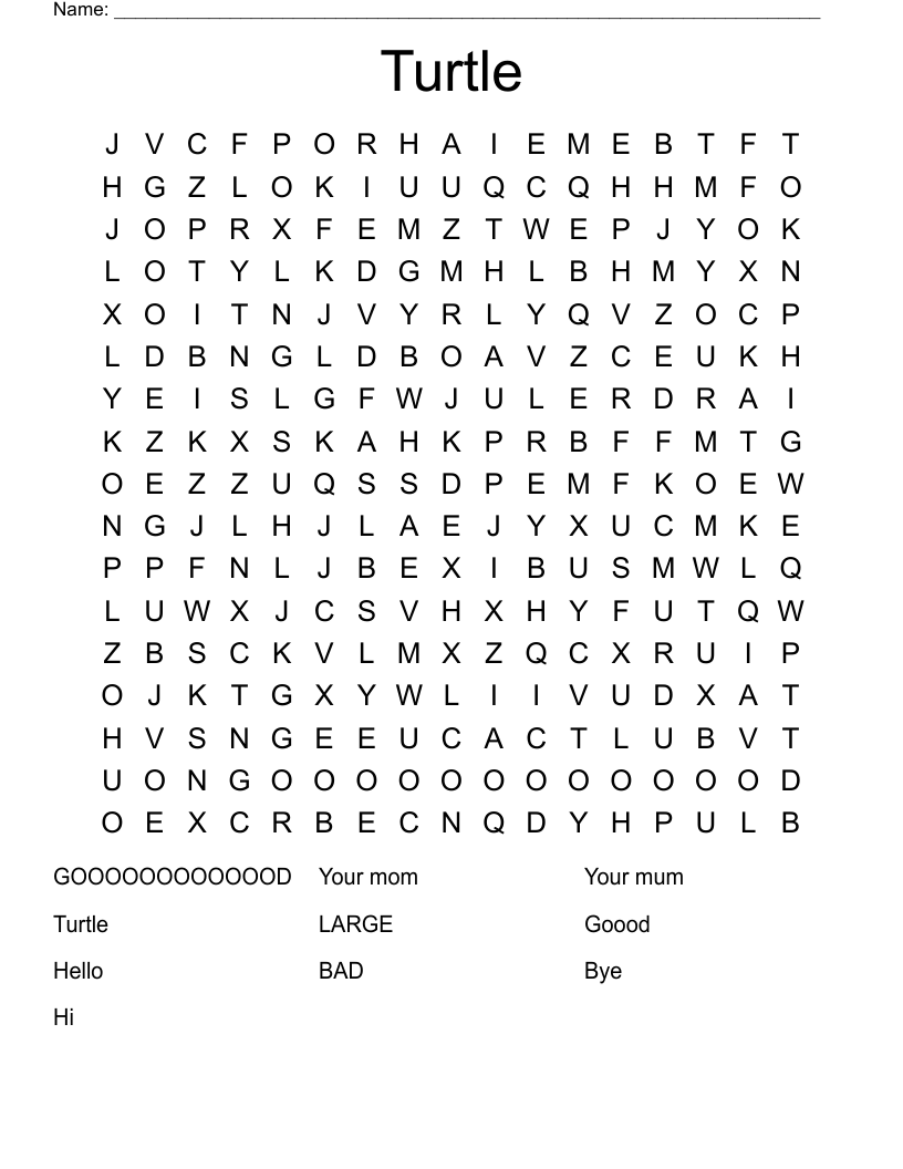 Turtle Word Search