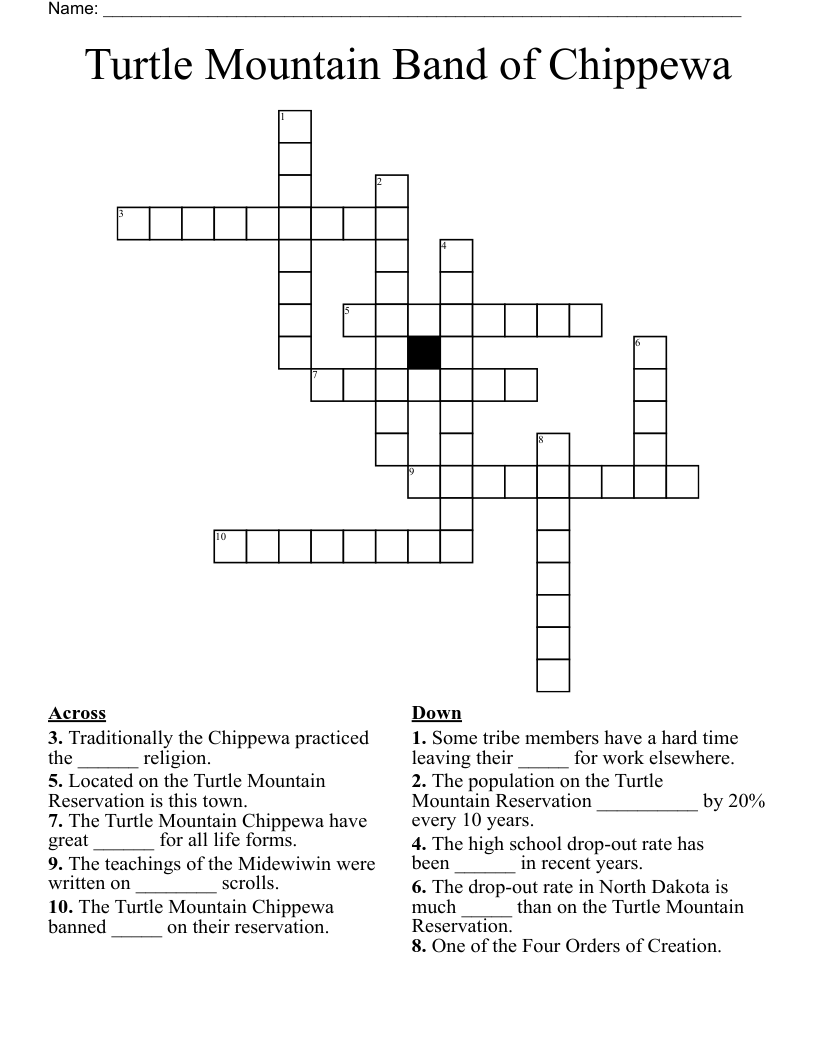 Turtle Mountain Band of Chippewa Crossword