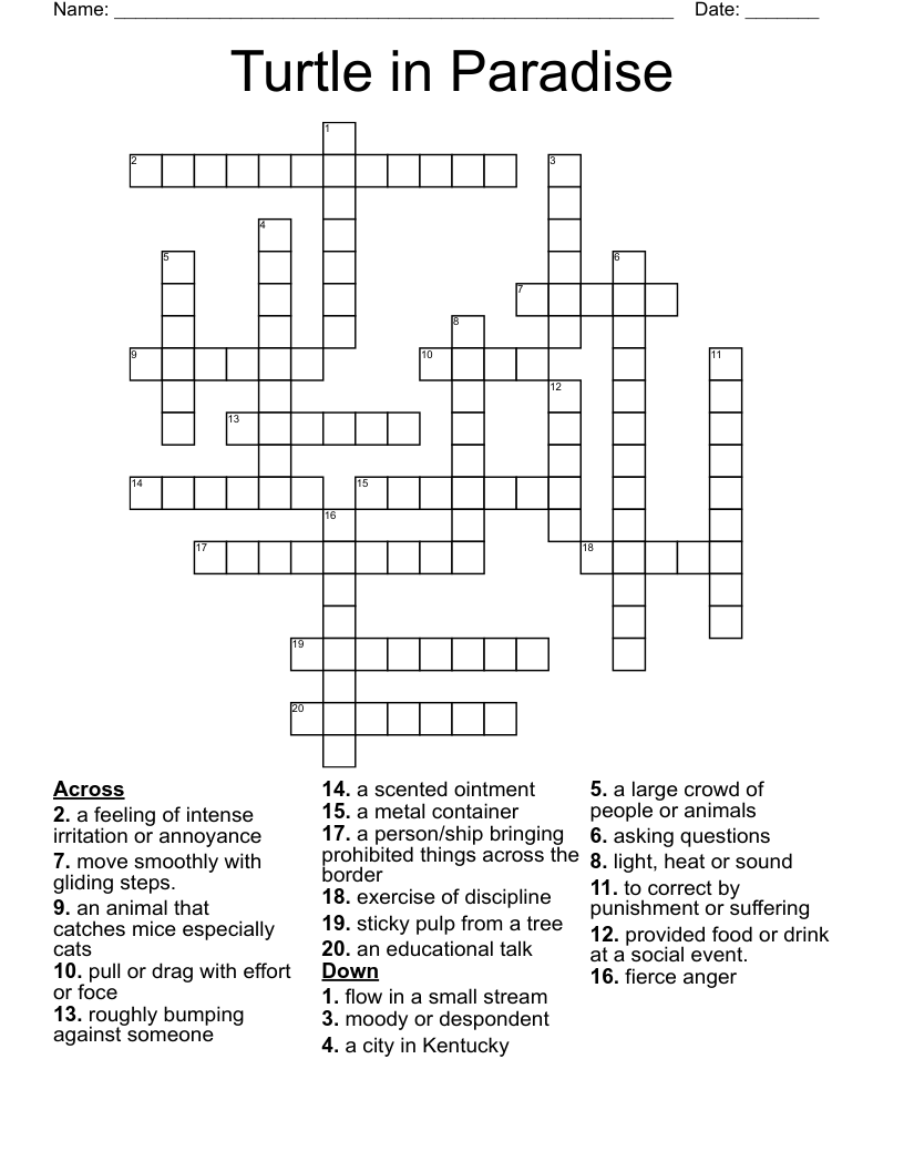 Turtle in Paradise Crossword
