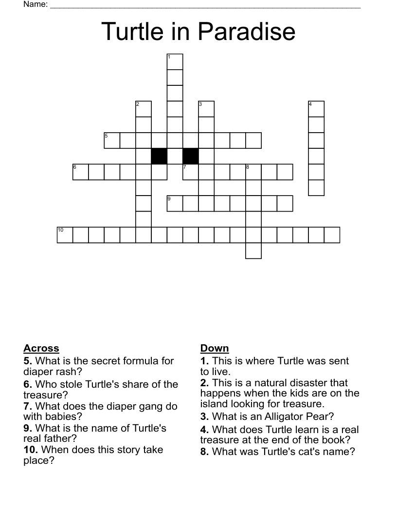 Turtle in Paradise Crossword