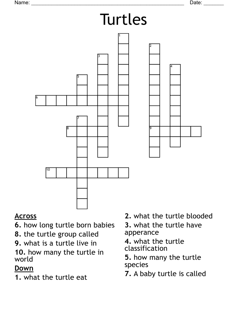 Turtles Crossword