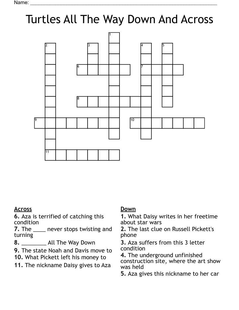 Turtles All The Way Down And Across Crossword