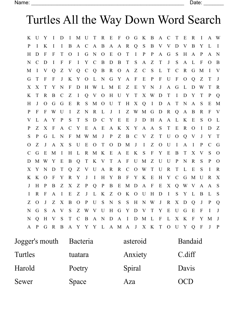 Turtles All the Way Down Word Search