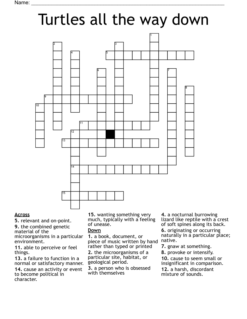 Turtles all the way down Crossword