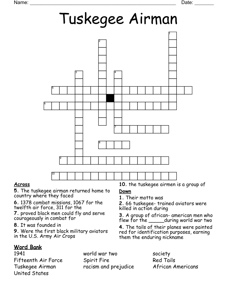 Tuskegee  Airman Crossword