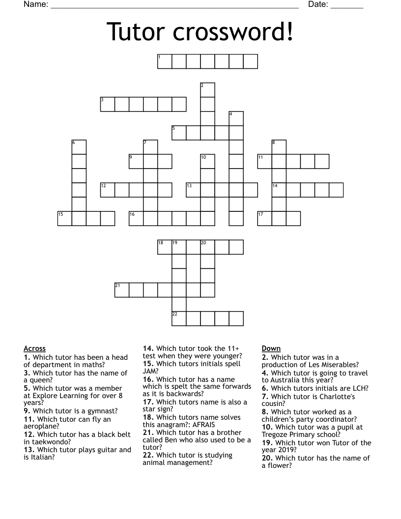 Tutor crossword!
