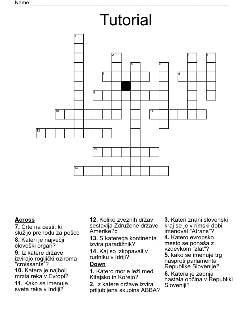 Tutorial  Crossword