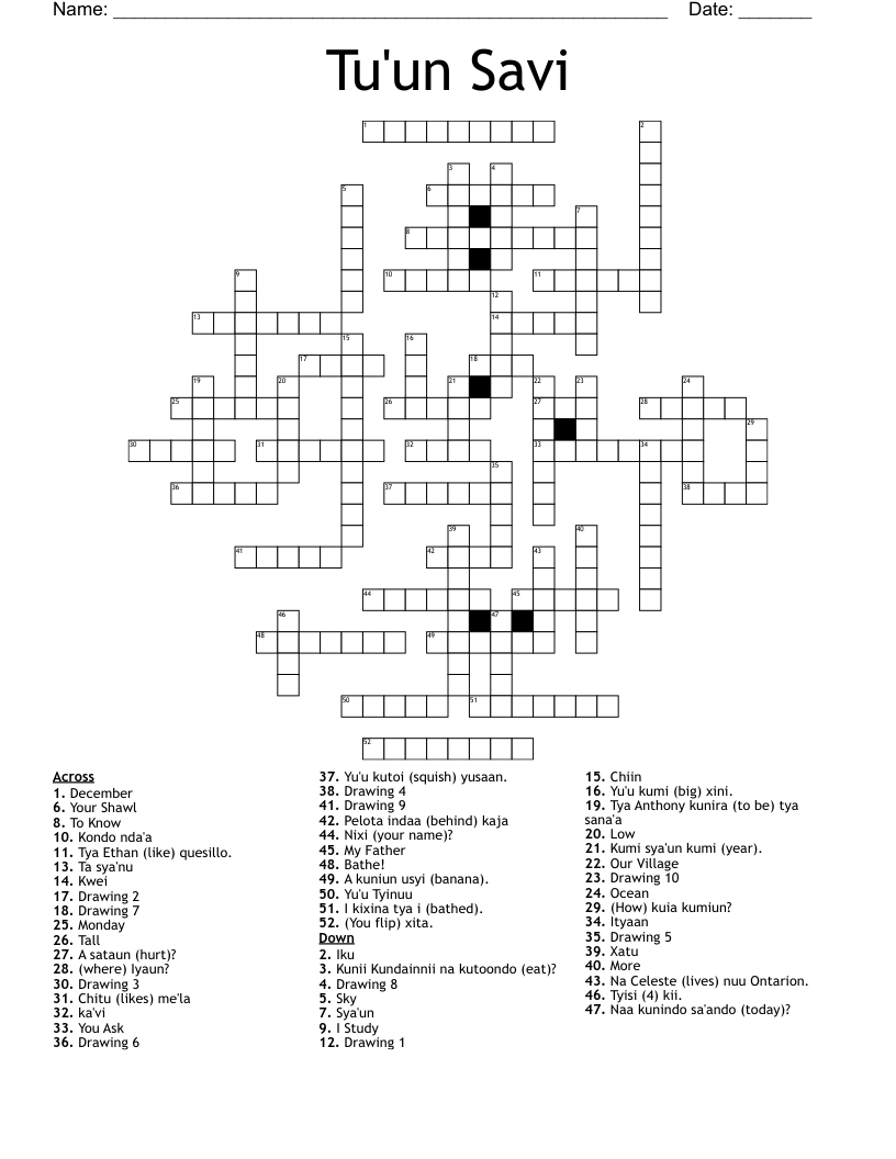 Tu'un Savi Crossword