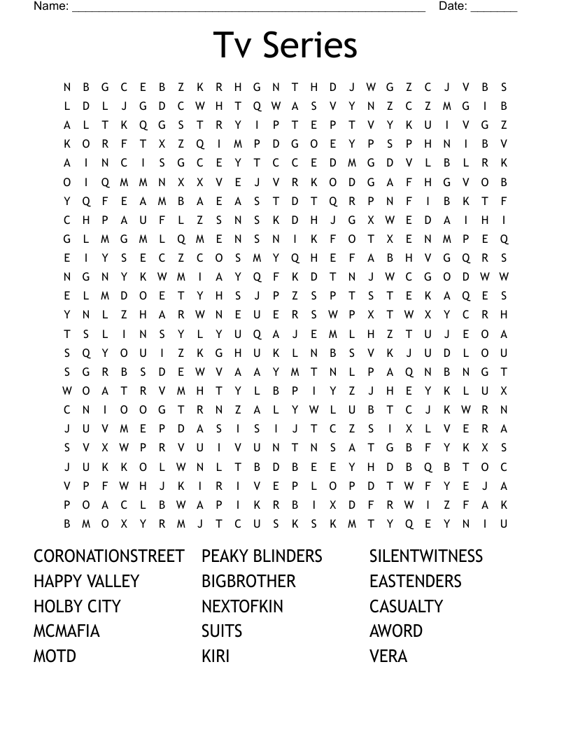 Tv Series Word Search