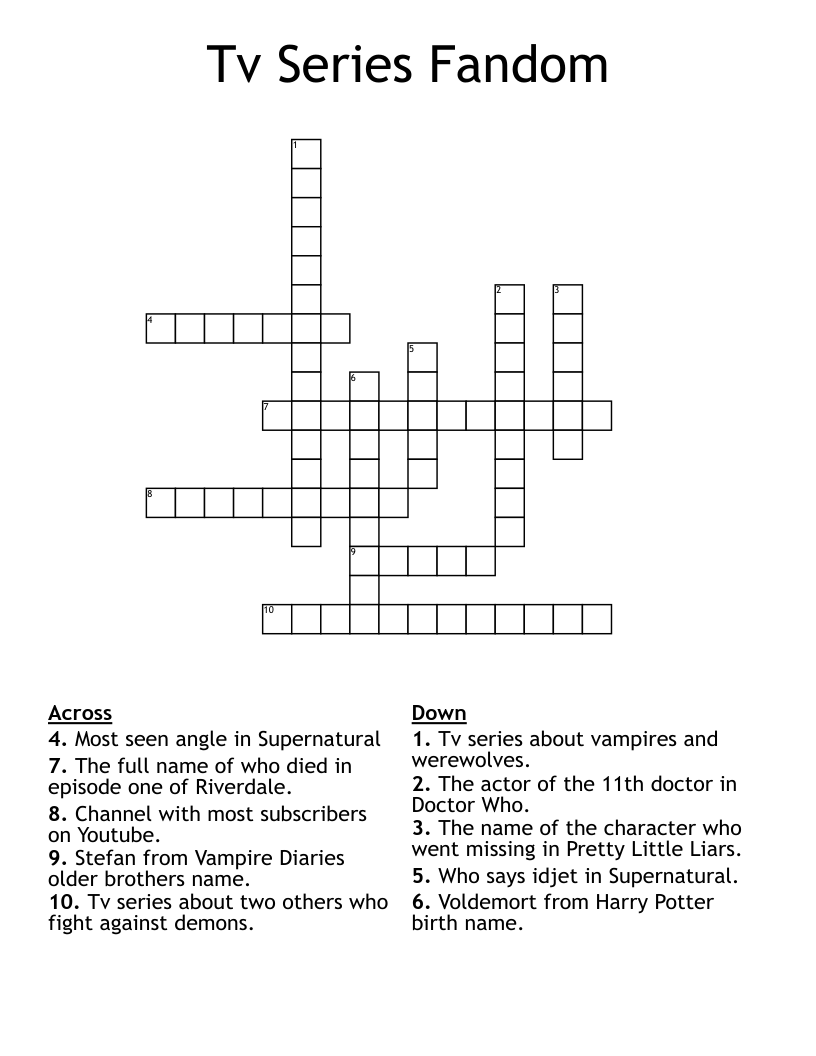 Tv Series Fandom Crossword