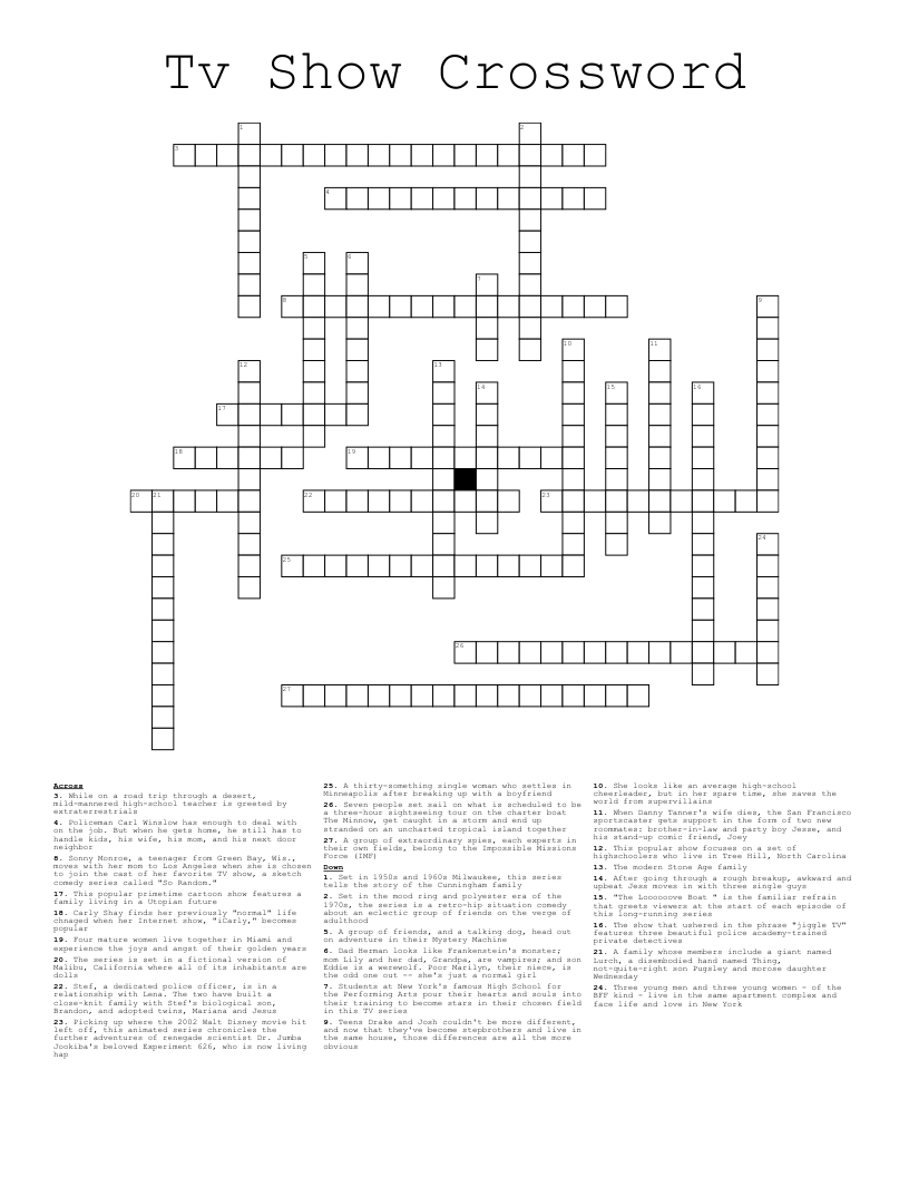 Tv Show Crossword