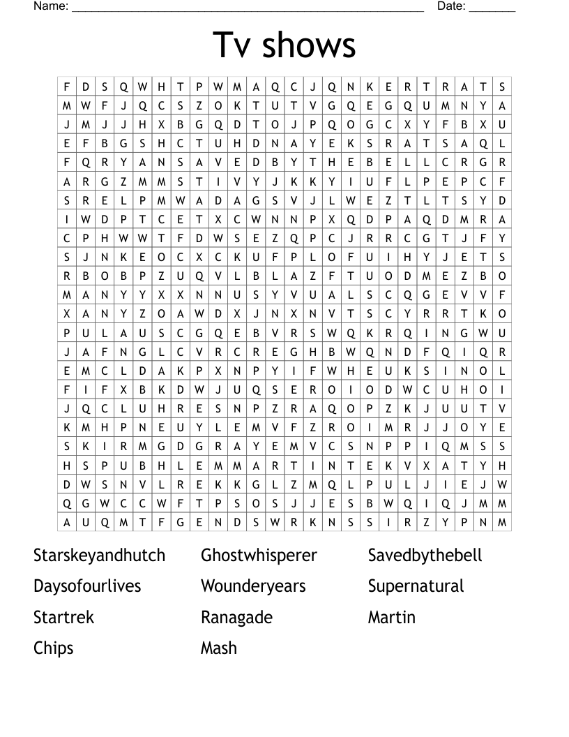 Tv shows Word Search