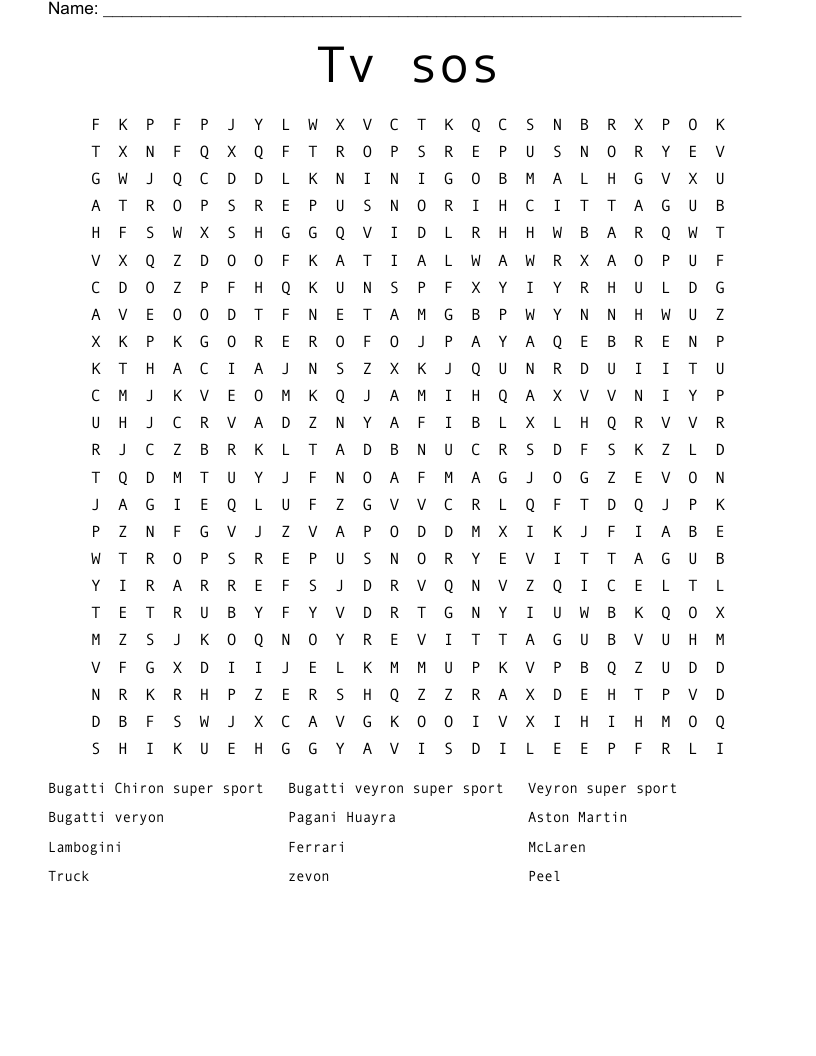 Tv sos Word Search