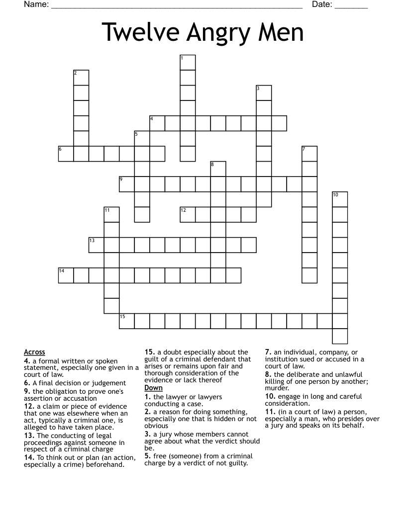 Twelve Angry Men Crossword