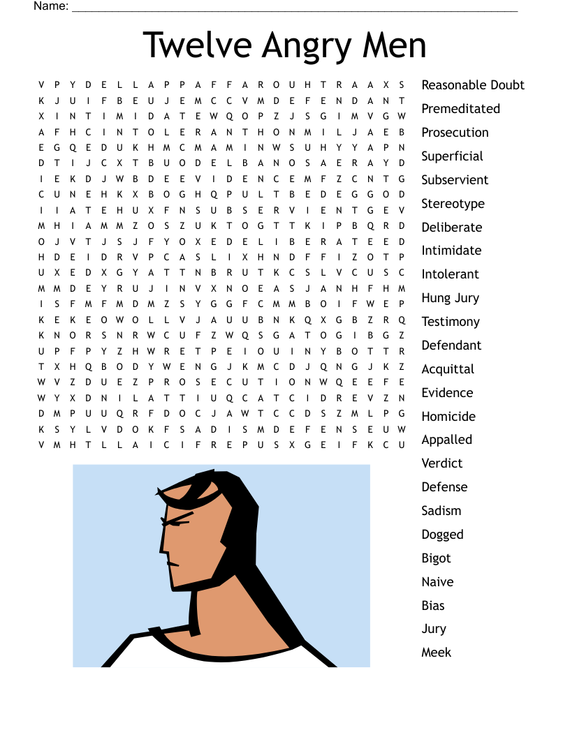Twelve Angry Men Word Search