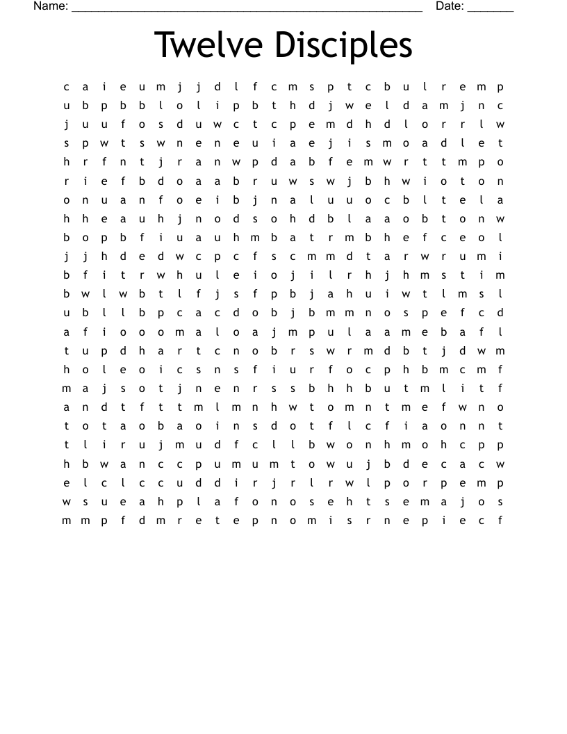 Twelve Disciples Word Search