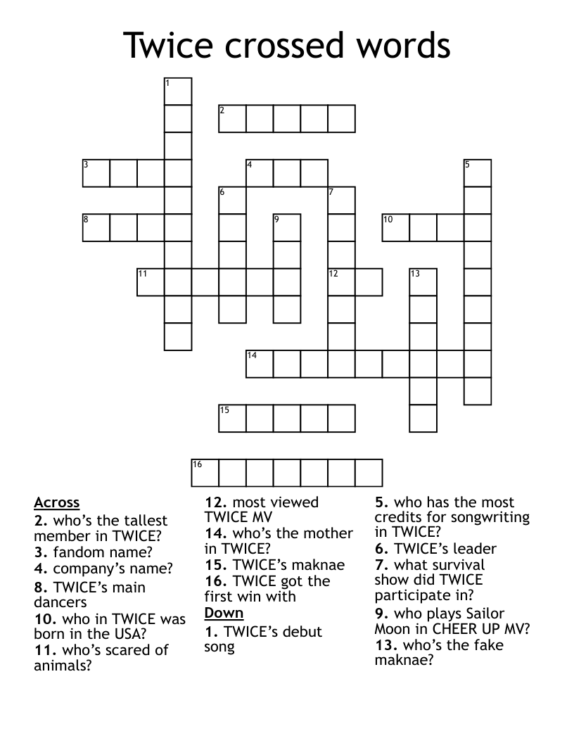 Twice crossed words Crossword