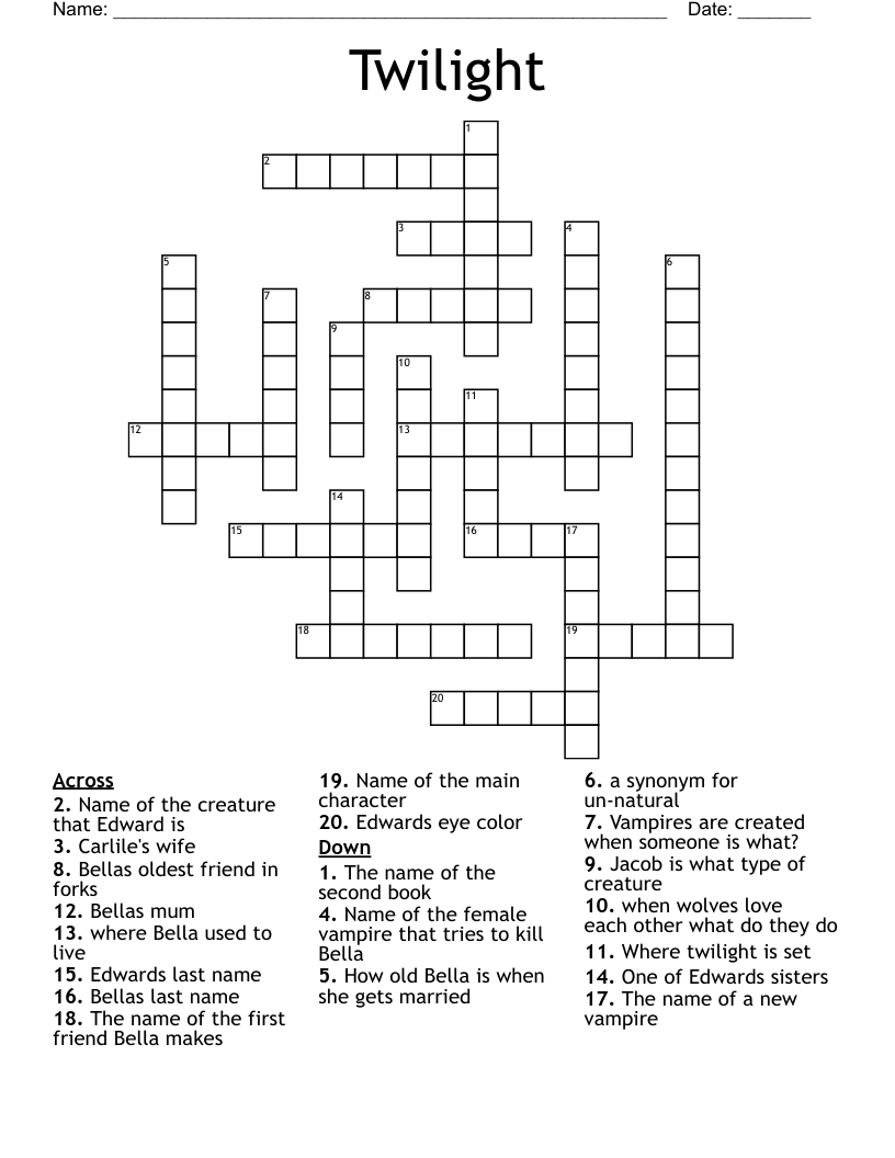Twilight Crossword