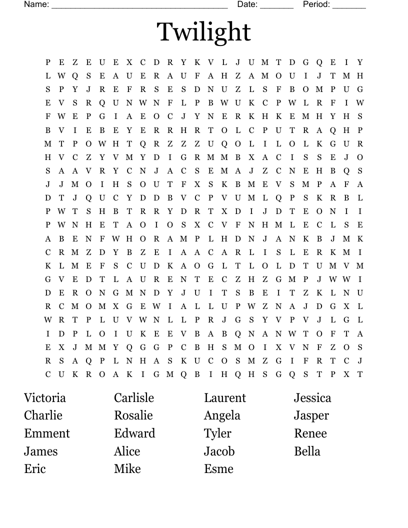 Twilight Word Search