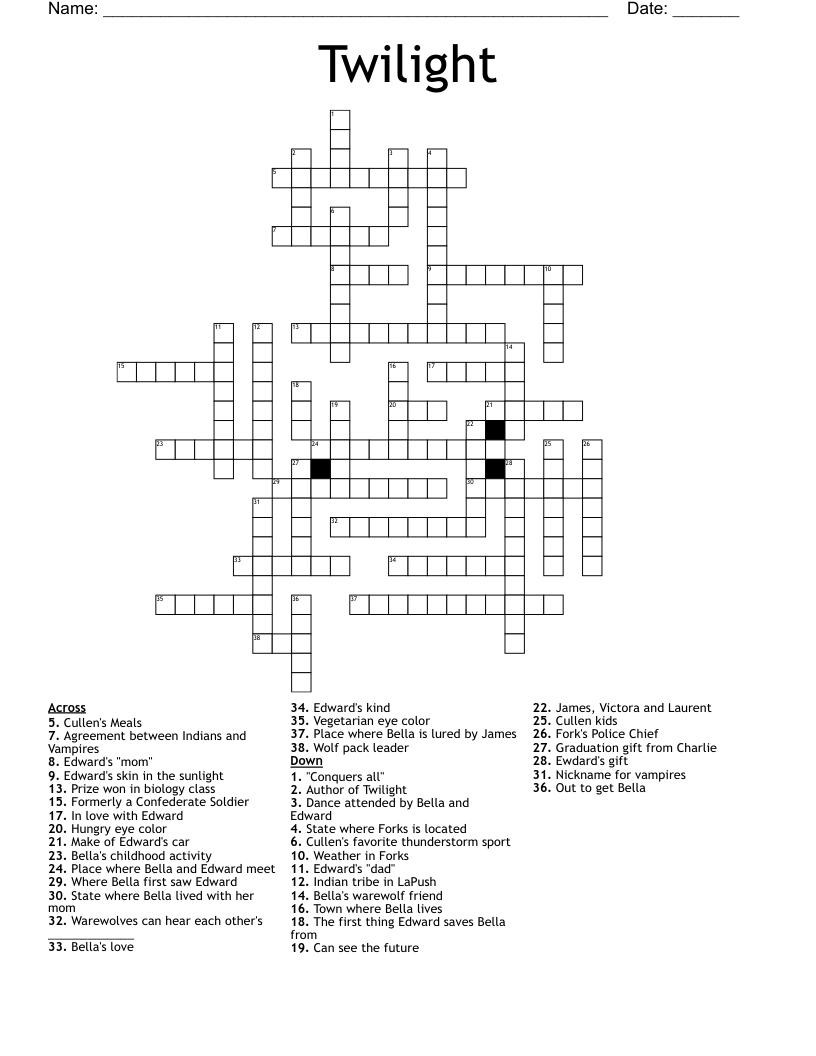 Twilight Crossword