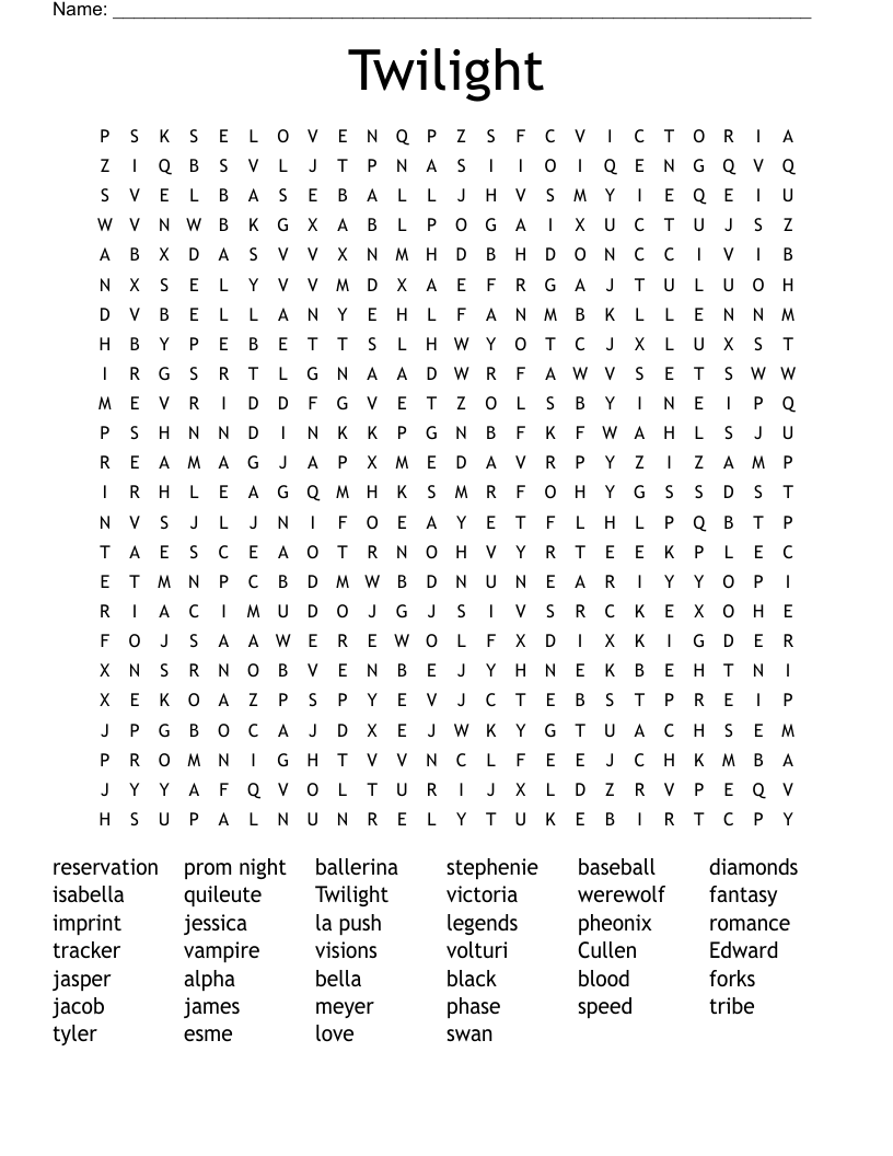 Twilight Word Search