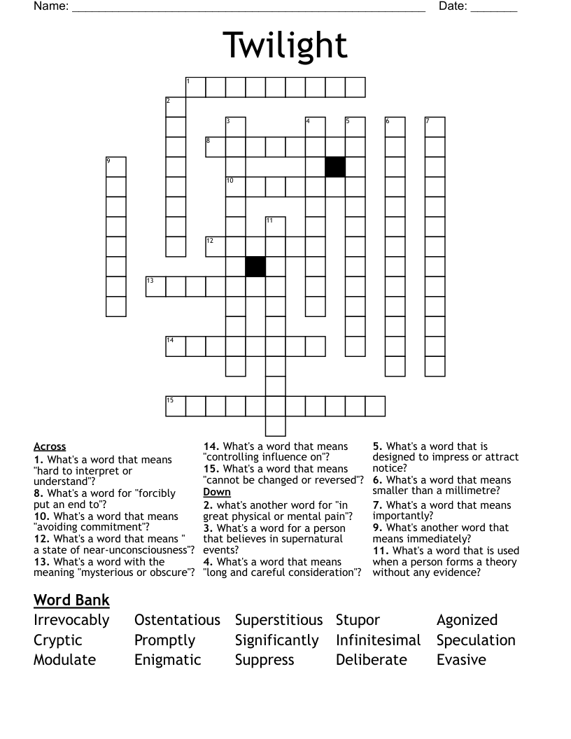 Twilight Crossword