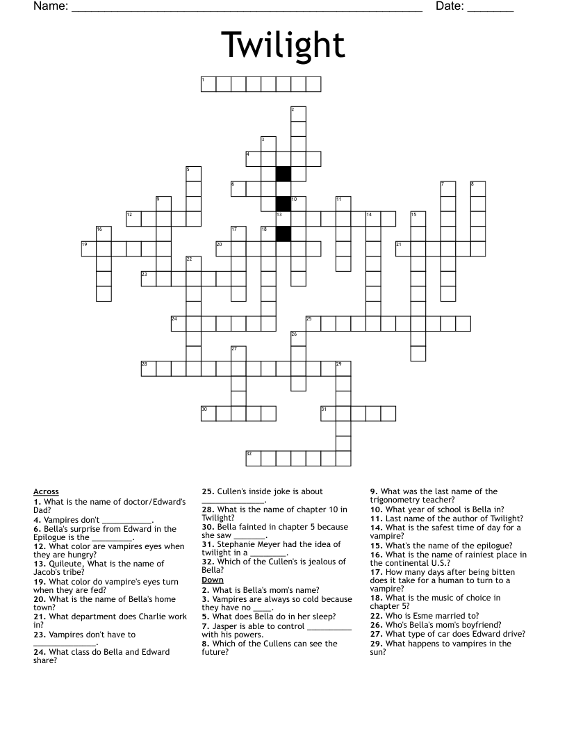 Twilight Crossword