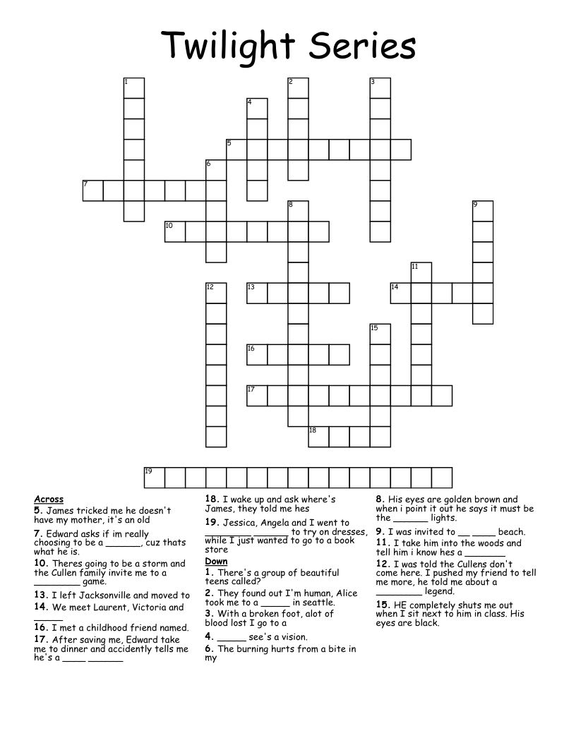 Twilight Series Crossword