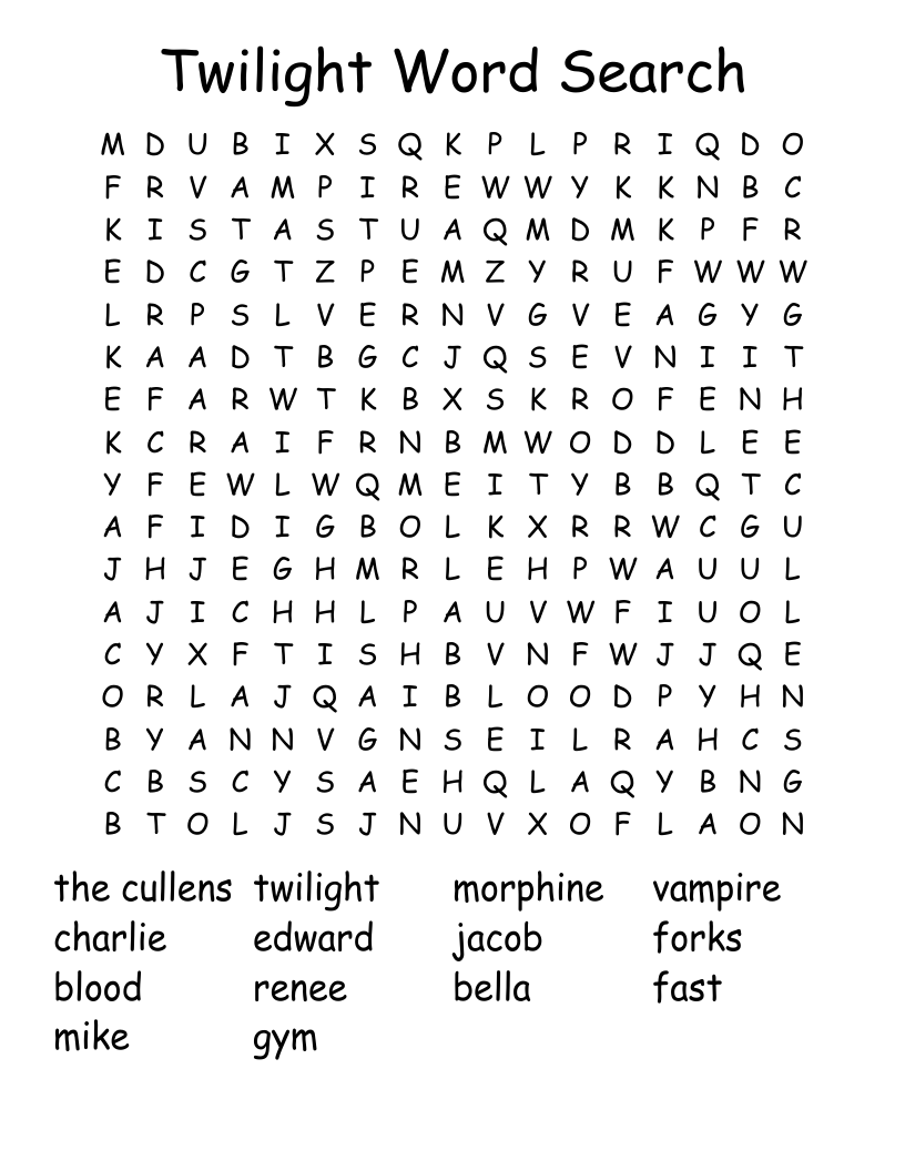 Twilight Word Search