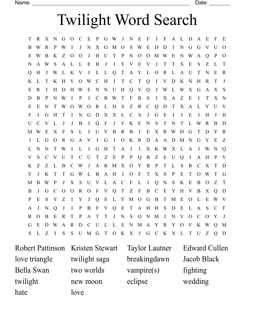 Twilight Word Search 