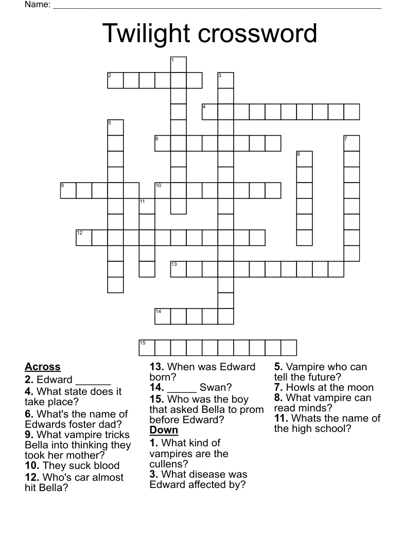 Twilight crossword