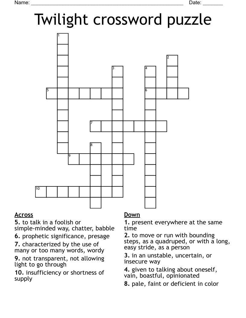 Twilight crossword puzzle