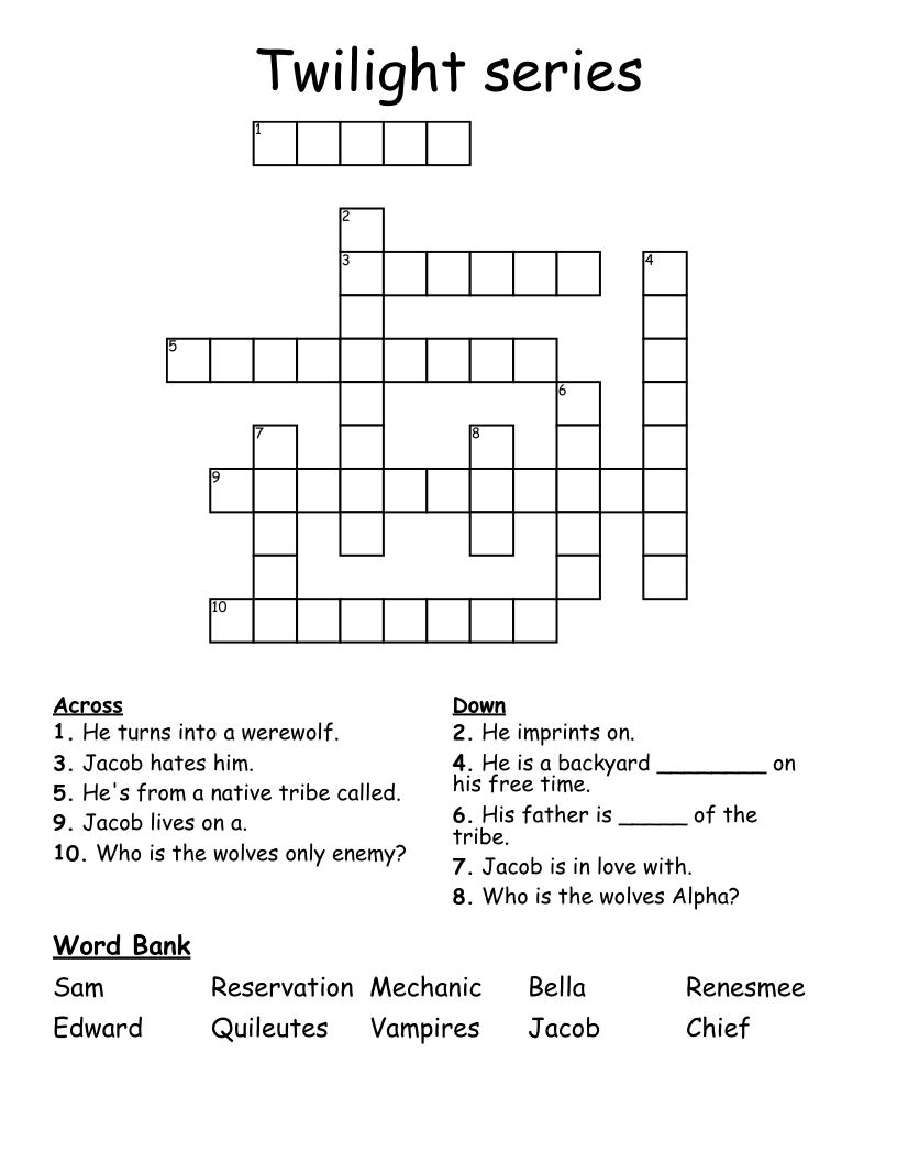 Twilight series Crossword