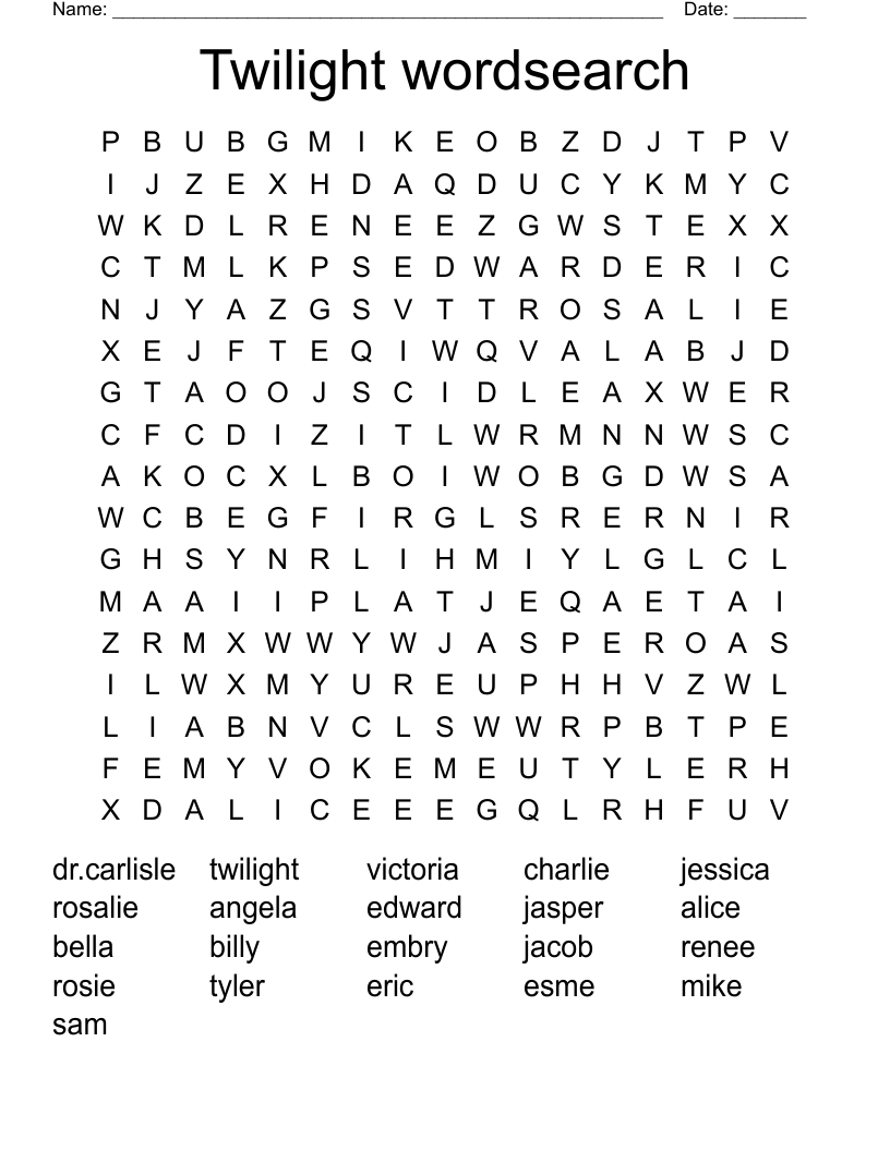 Twilight wordsearch 