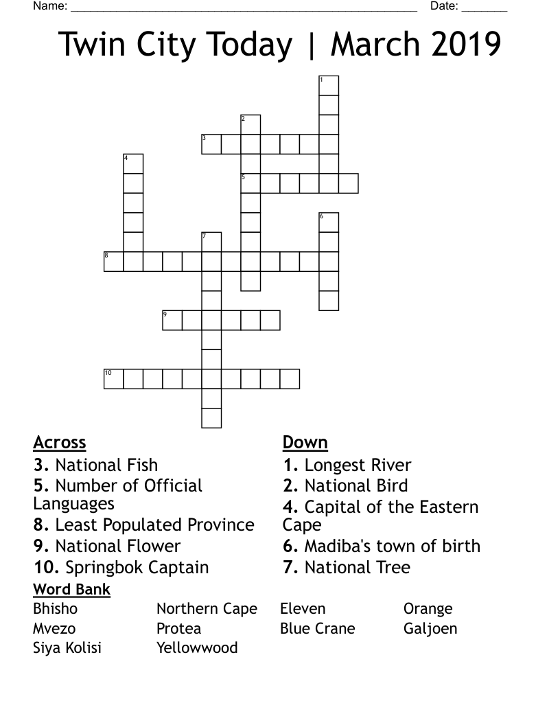 Twin City Today | March 2019 Crossword