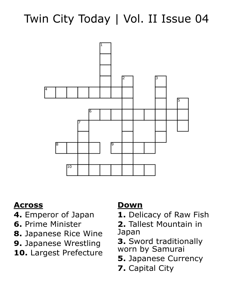 Twin City Today | Vol. II Issue 04 Crossword