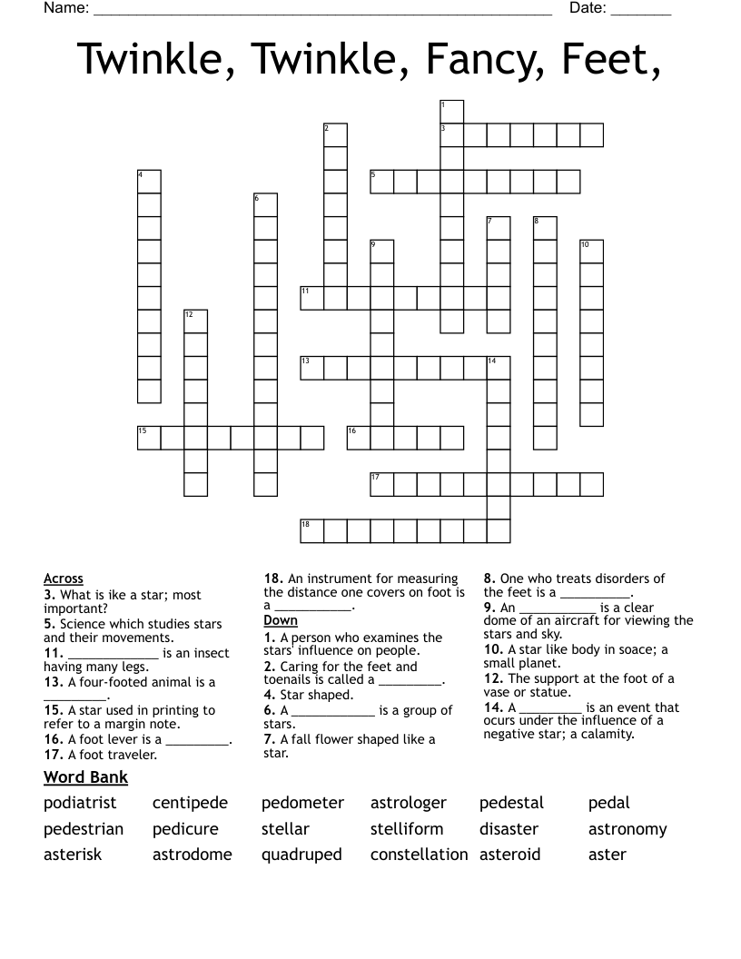 Twinkle, Twinkle, Fancy, Feet, Crossword