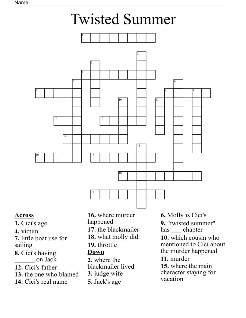 Twisted Summer Crossword