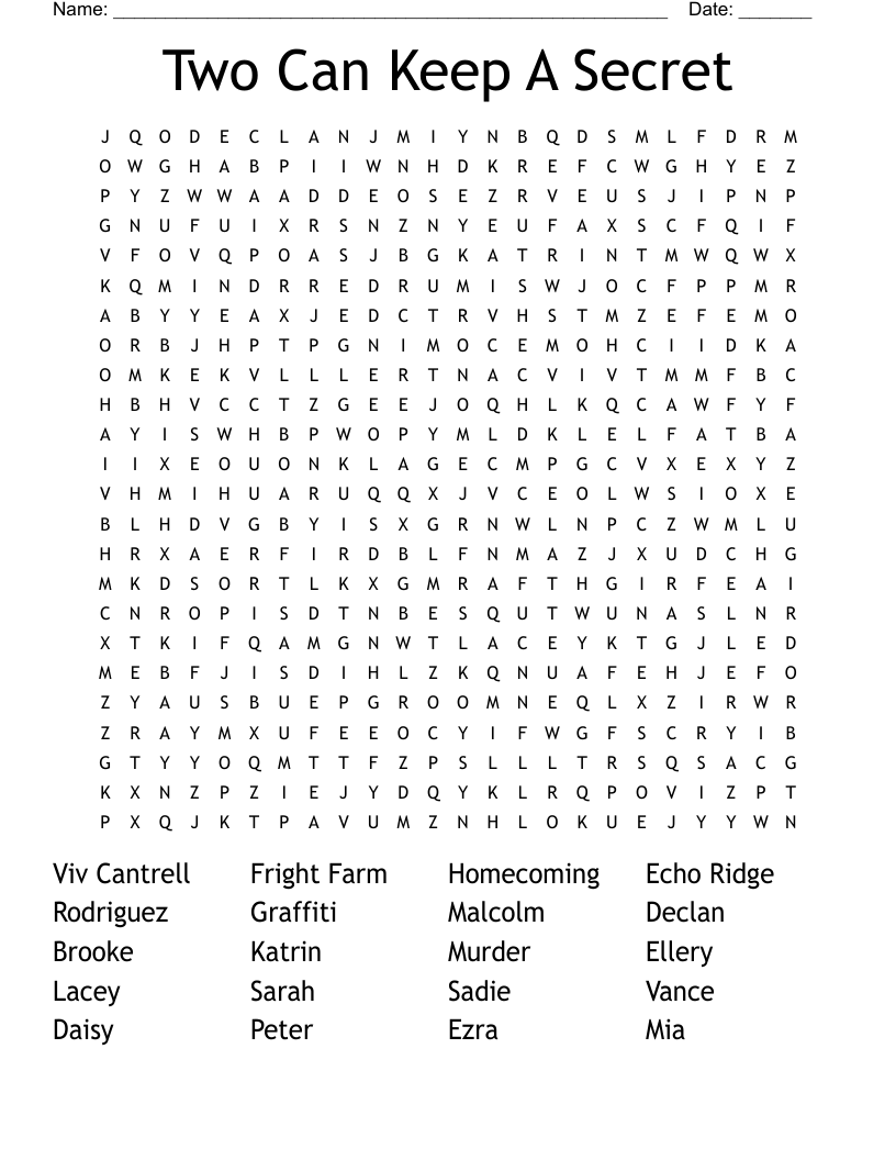 Two Can Keep A Secret Word Search