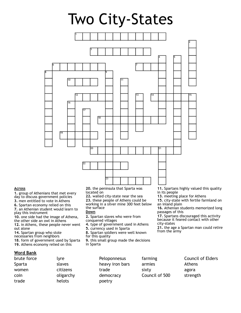 Two City-States Crossword