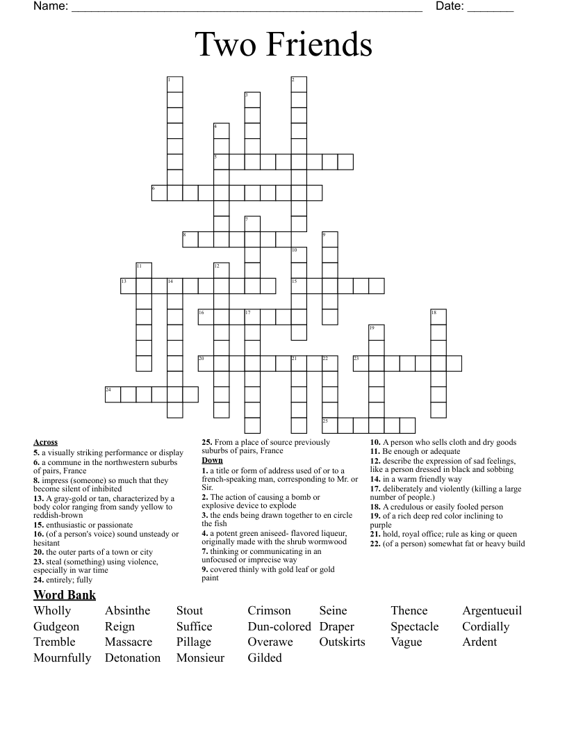 Two Friends Crossword